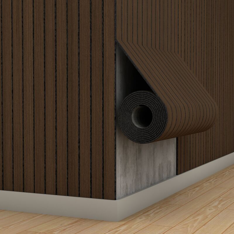 Pannelli murali a doghe in legno tenero con strato di schiuma IXPE per la decorazione domestica del benessere